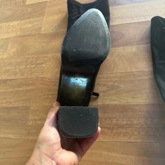 Zara Thigh High suede stacked heel boots - Picture 12 of 13